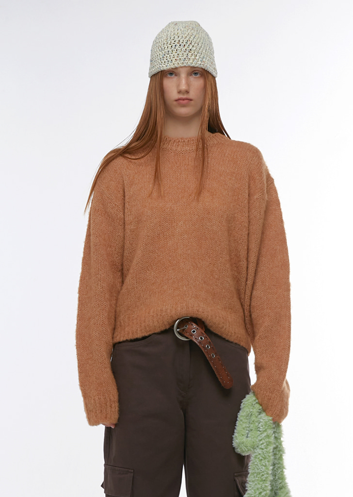 WOOL TOUCH KNIT,CAMEL