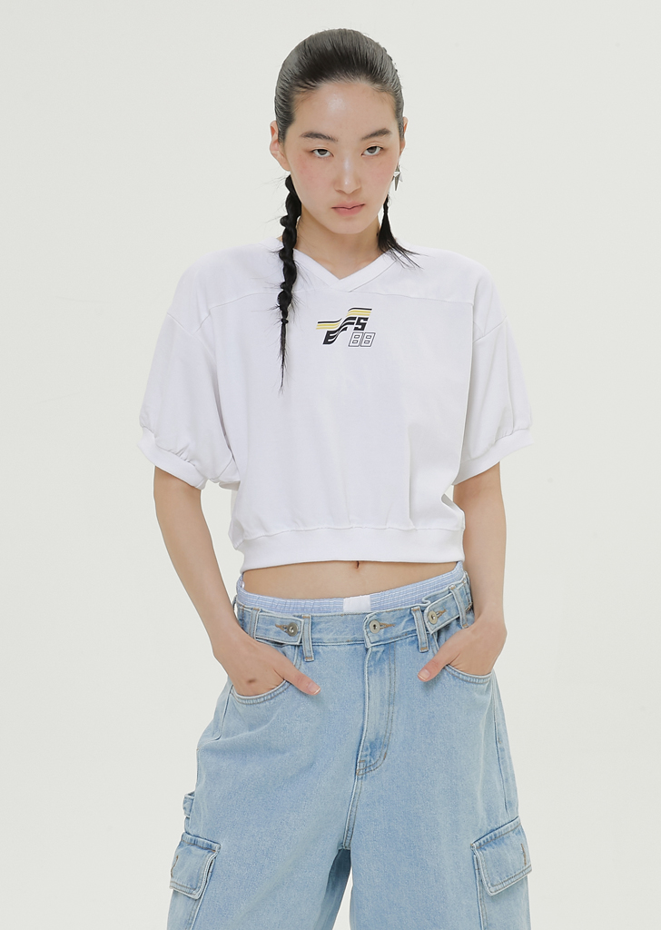SPORTY CROPPED TEE, WHITH
